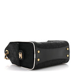 Braided Raffia Calfskin Quilted Mini Chanel 25 Handbag Black White