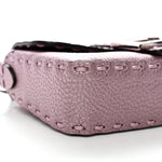 Metallic Cuoio Roma Sellerissima Nappa Sintetica Tape Stitch Mini Baguette Rosa Placca Argento