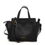 Hammered Calfskin Double Handle Small Amy Tote Black