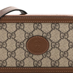 GG Supreme Monogram Azalea Calfskin Mini Retro Interlocking G Mini Shoulder Bag Beige Ebony Brown Sugar