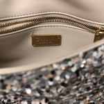 Sequin Quilted Small Single Flap Grey Black White Pearly White