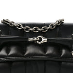 Nappa Vertical Matelasse Medium Maxi Horsebit Chain Shoulder Bag Black