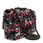 Sequin Logo Single Flap Pink Silver Black