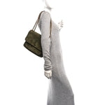 Suede Monogram Medium Niki Chain Satchel Loden Green