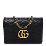 Calfskin Matelasse GG Marmont Chain Wallet Black