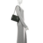 Crinkled Calfskin Matelasse Monogram Baby Niki Chain Satchel Dark Green