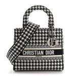 Canvas Houndstooth Embroidered Medium Lady D-Lite Black White