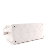 Caviar Quilted Medium Retro Twist Top Handle Flap White