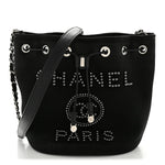 Canvas Deauville Drawstring Bucket Bag Black