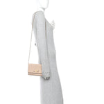 Printed Calfskin Ginny Shoulder Bag Beige