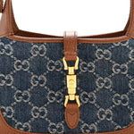 New Denim GG Monogram Calfskin Mini Jackie 1961 Hobo Blue Tea Cuir