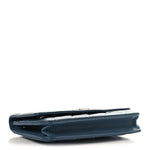 Shiny Caviar Quilted Enamel CC Wallet On Chain WOC Blue