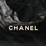 Shiny Calfskin Quilted Chanel 22 Black White