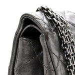 Metallic Aged Calfskin Quilted 2.55 Reissue 226 Flap Dark Silver
