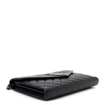 Sheepskin Tri-Quilt Monogram Envelope Chain Wallet Black