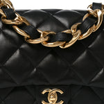 Lambskin Quilted Large CC Funky Town Flap Black