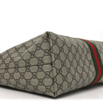 GG Supreme Monogram Textured Calfskin Web Medium Ophidia Shopping Tote Beige Ebony New Acero