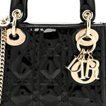 Patent Cannage Mini Lady Dior Black