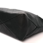 Shiny Caviar Stitched Softly Quilted Tote Black