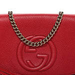 Pebbled Calfskin Medium Soho Flap Crossbody Vibrant Red