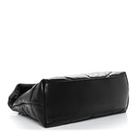 Lambskin Quilted Medium Loulou Puffer Monogram Chain Satchel Black