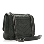 Crinkled Calfskin Matelasse Monogram Baby Niki Chain Satchel Dark Green