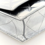 Metallic Calfskin Quilted Graffiti Skull Small Chain Crossbody Bag Silver