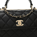 Lambskin Quilted Small Trendy CC Dual Handle Flap Bag Black