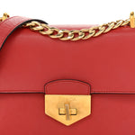 Saffiano Turn Lock Chain Shoulder Bag Fuoco