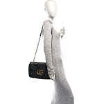 Calfskin Matelasse Medium GG Marmont Shoulder Bag Black