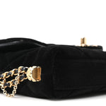Velvet Quilted Crush On Chains Flap Bag Black