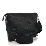 Piuma Calfskin Jumbo GG Embossed Medium Wristlet Messenger Bag Black