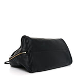 Pebbled Calfskin Large Skull Padlock Zip Around Tote Black