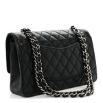Caviar Quilted Medium Double Flap Black