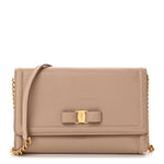 Printed Calfskin Ginny Shoulder Bag Beige