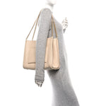 Caviar Stitched Pocket CC Large Tote Light Beige
