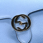 Dollar Calfskin Small Interlocking G Shoulder Bag Mineral Blue