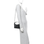 Caviar Quilted Hobo Clutch With Chain  Black