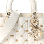 Lambskin Cannage Butterfly Studs Small Lady Dior White