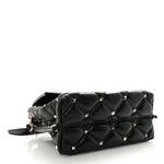 Lambskin VLTN Print Candystud Top Handle Bag Black