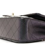 Iridescent Lambskin Quilted Medium Double Flap Black