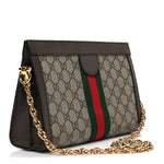 GG Supreme Monogram Web Small Ophidia Chain Shoulder Bag Brown