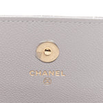 Caviar Quilted Mini Business Affinity Flap Grey