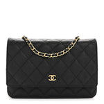 Caviar Quilted Wallet on Chain WOC Black