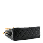 Shiny Aged Calfskin Quilted Nano Kelly Shopper Black
