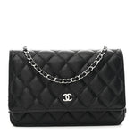Caviar Quilted Wallet on Chain WOC Black