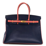 Epsom Horseshoe Birkin 35 Bleu Saphir Flamingo