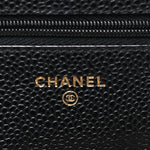 Caviar Quilted Wallet on Chain WOC Black