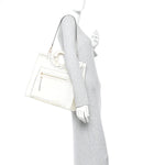 TPU FF Vitello Century Plexiglass Medium Runaway Shopper Tote White