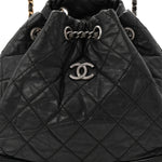 Aged Calfskin Quilted Small Gabrielle Backpack Black